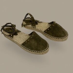 ZARA Suede Spike Strap Espadrille Sandals size 9 (40)